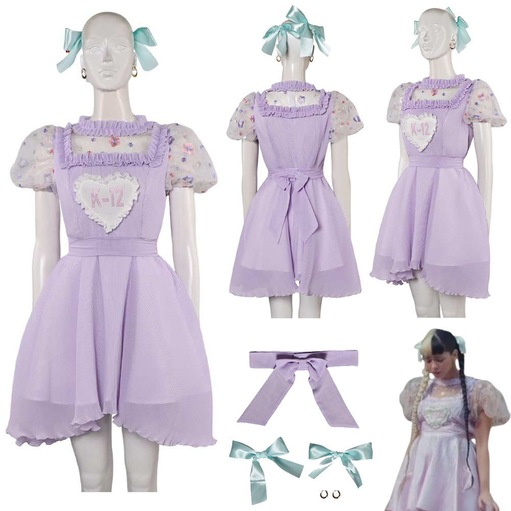 Baby Clothing Guide - Cry ชุดคอสเพลย์สำหรับเด็ก, ชุดคอสเพลย์สีม่วงชุดแต่งกายสำหรับผู้หญิงชุดเดรสแบบสวมโบว์ผูกโบว์ชุดปาร์ตี้ฮาโลวีน