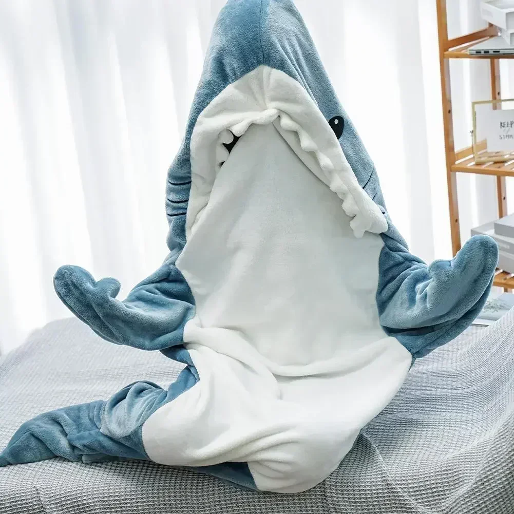 การ์ตูน Shark ผ้าห่ม Hoodie ผู - Fleece Sleep Bag บทวิจารณ์และราคา