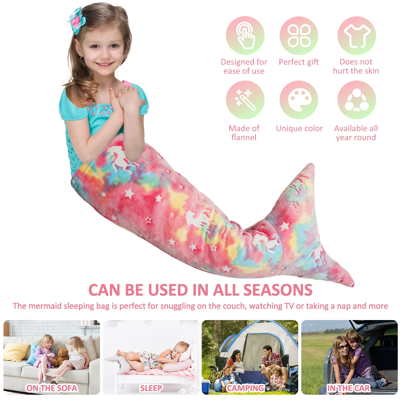 ถุงนอนผ้าฟลานเนลรูปนางเงือก ผ้ - Fleece Sleep Bag บทวิจารณ์และราคา
