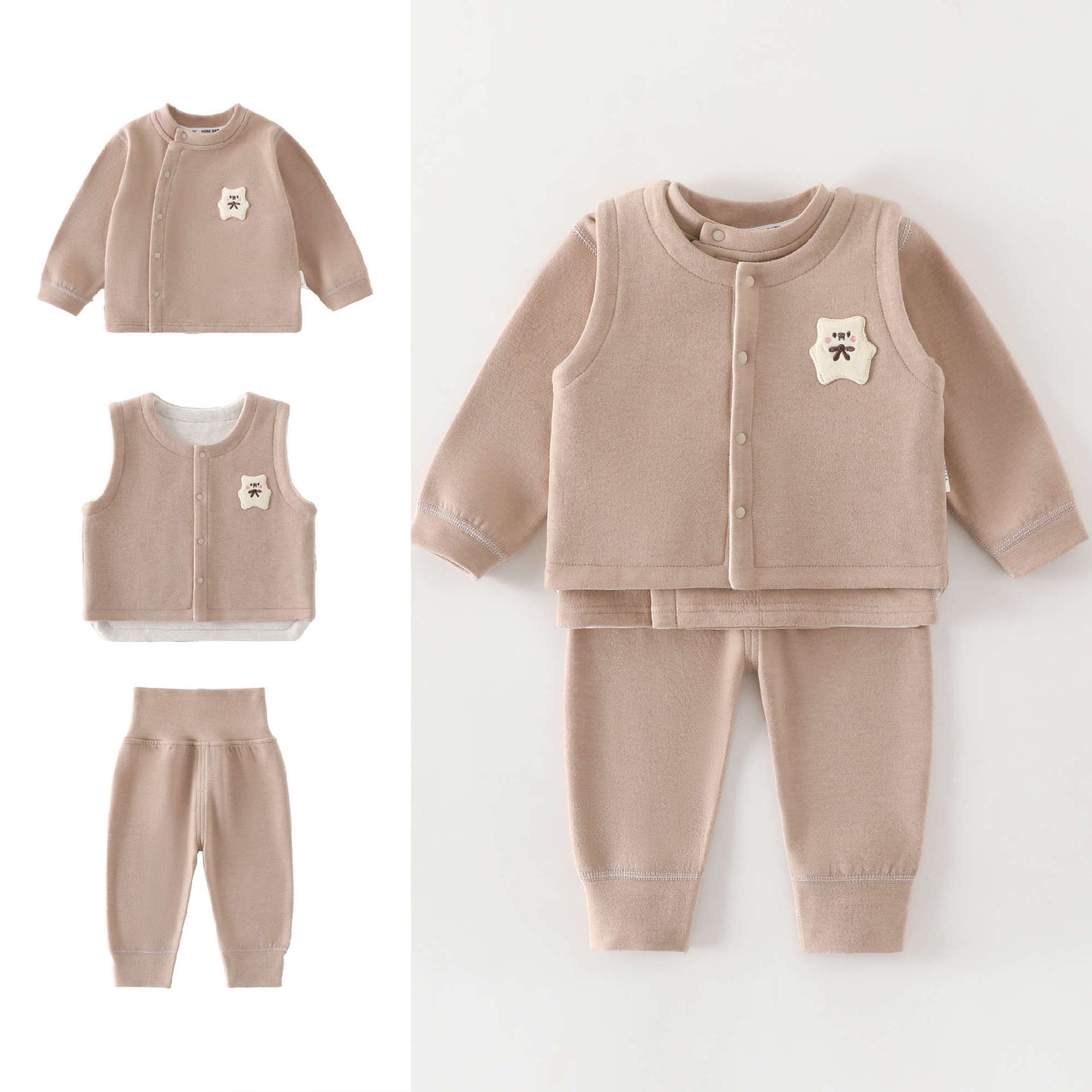 ชุดเสื้อกั๊ก+เสื้อแขนยาว+กางเก - Baby Clothing Quality บทวิจารณ์และราคา